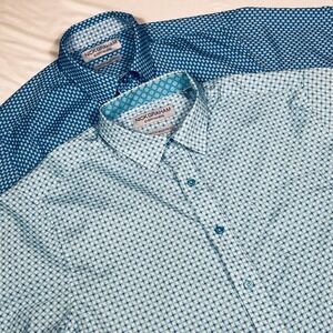 Lot of 2 Nick Graham Everywhere Stretch Modern Fit Men Short Sleeve Shirts Large